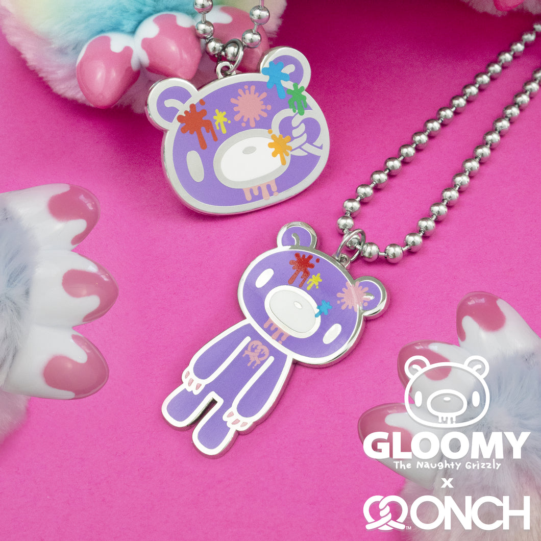 Gloomy Bear x ONCH Rainbow Splatter necklace