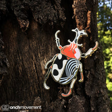 Load image into Gallery viewer, Black Psychedelic Unicorn Beetle Brooch
