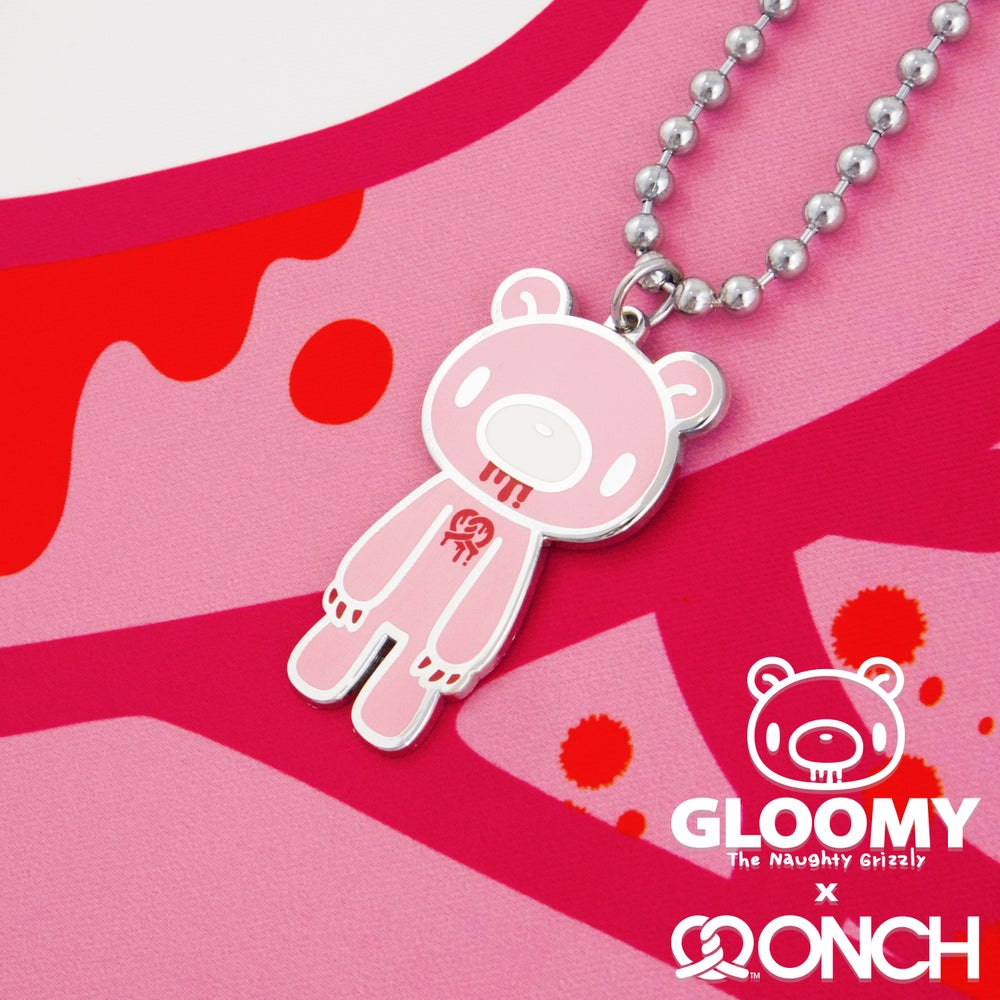 Gloomy Bear pretzel heart necklace