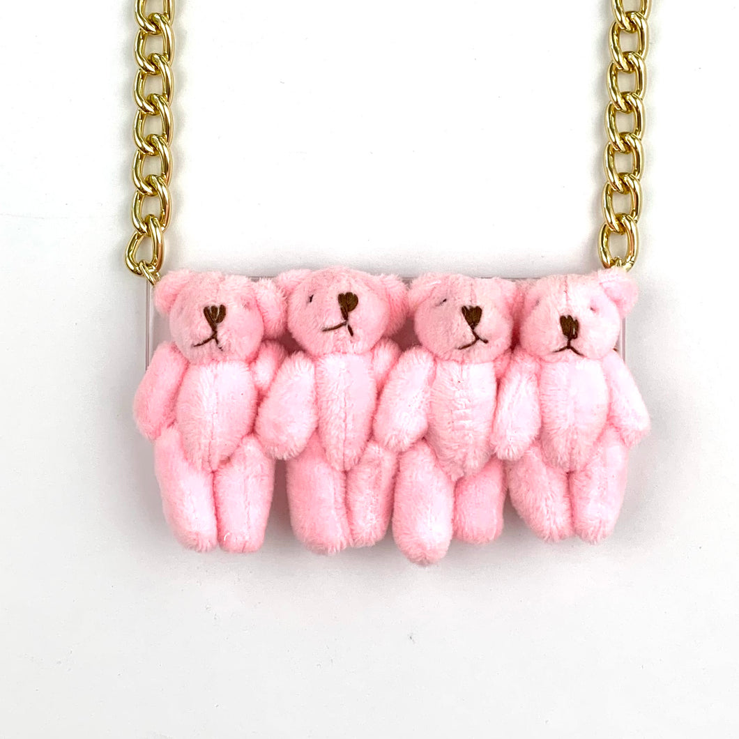 Teddy Bear Necklace (Pink)